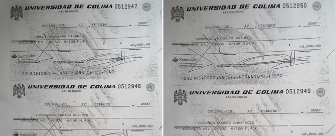 Los cheques de 32 ‘aviadores’ de la Universidad de Colima