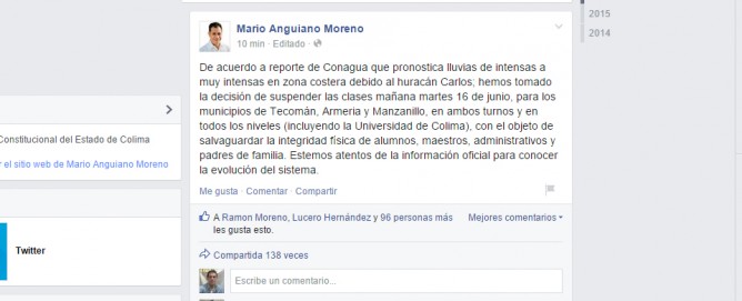 Suspenden clases en Armería, Tecomán y Manzanillo