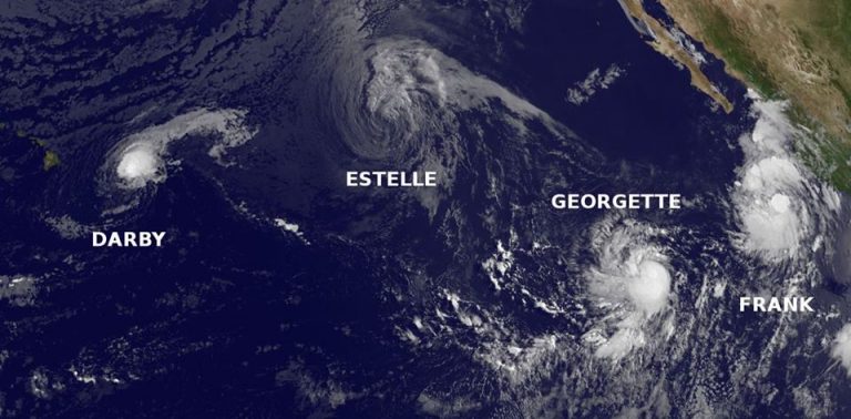 Cuatro tormentas tropicales simultáneas en el Pacífico