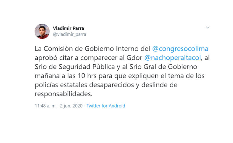 Cita Congreso a Nacho para explicar desaparición de policías