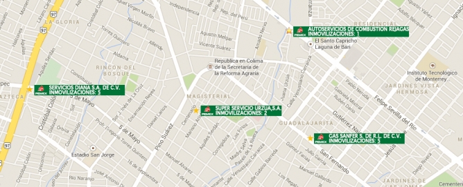 El mapa de las gasolineras de Colima-Villa de Álvarez con irregularidades