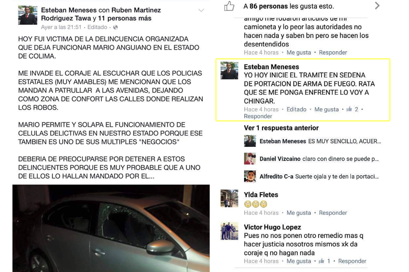 Tramita Esteban Meneses permiso de arma para «chingar ratas»