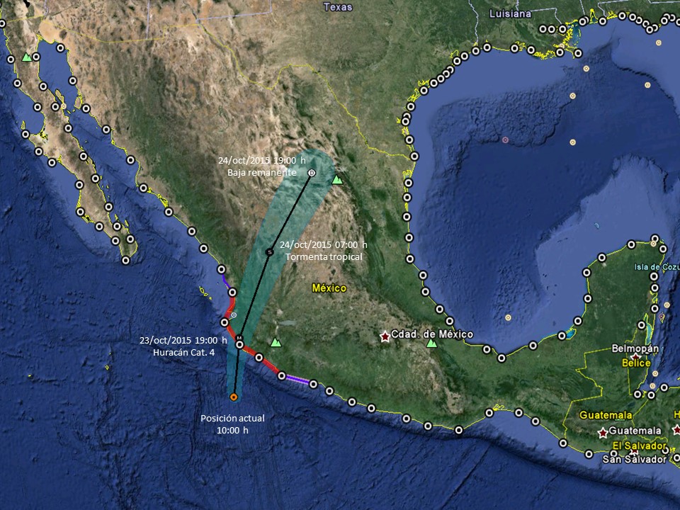 Entre 5 y 6 de la tarde ‘Patricia’ tocará tierra, a 90km de Manzanillo