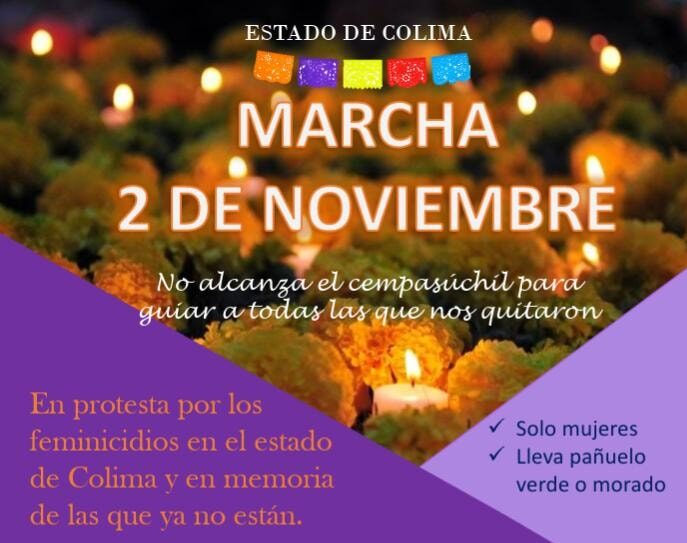 Convocan a ‘Marcha de Catrinas’ por feminicidios en Colima